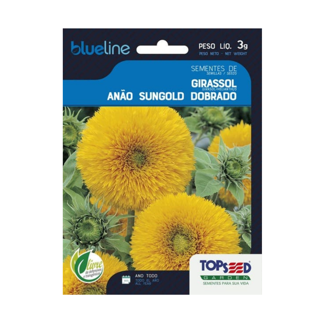 Semente De Girassol Anao Dobrado Blue Line 3g | Topseed