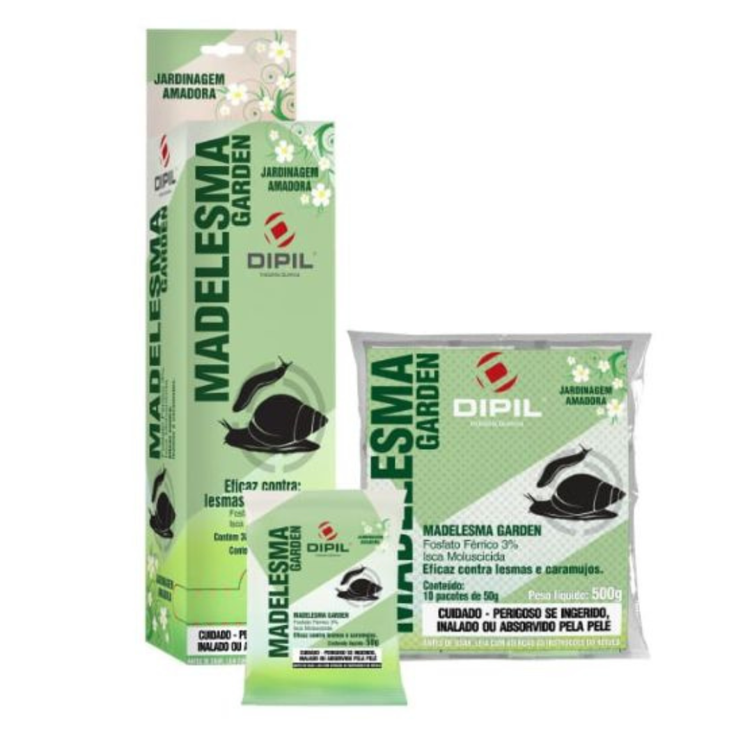 Inseticida Lesmas e Caramujos Madelesma Garden | Isca Granulada 10 envelopes 50g | Dipil