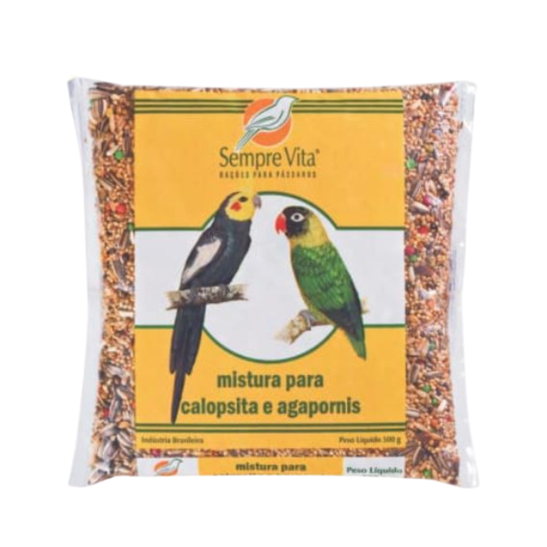 Ração Calopsita e Agapornis 500g  | Aroma de Mel com Sementes Selecionadas para Pássaros | Sempre Vita