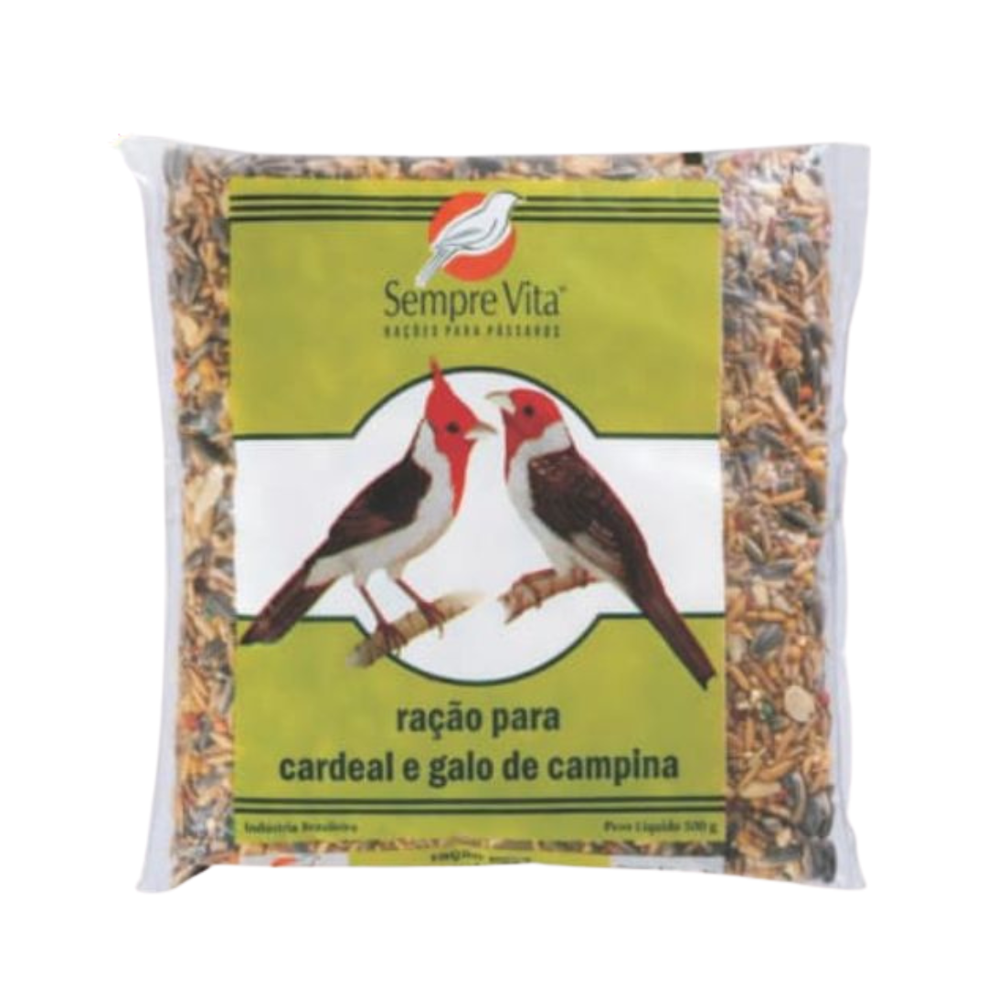 Ração Cardeal e Galo de Campina 500g | Nutrição com Sementes Variadas para Pássaros | Sempre Vita