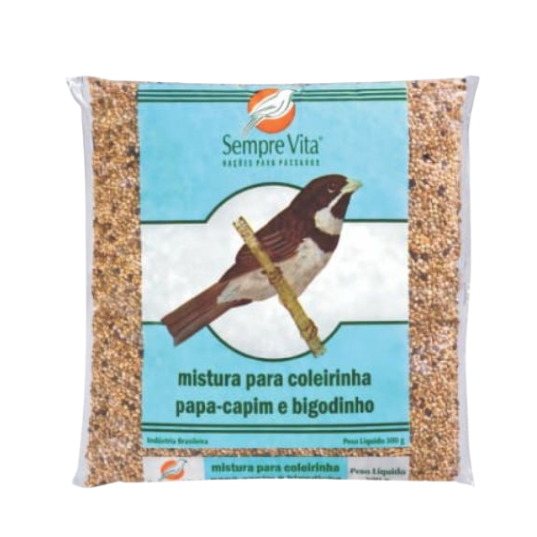 Ração Coleirinha, Papa-Capim e Bigodinho 500g | Aroma de Mel e Grãos Selecionados para Pássaros | Sempre Vita
