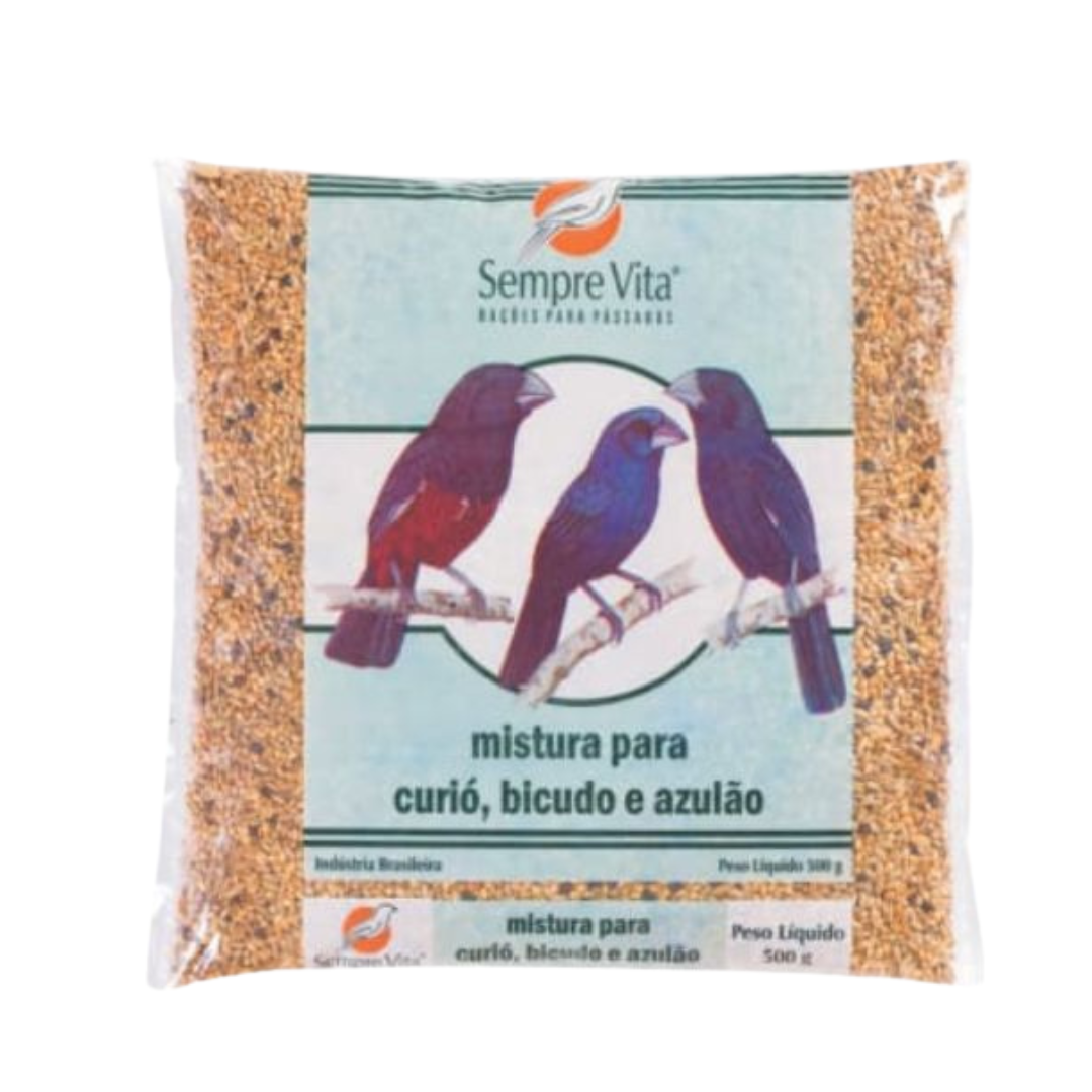 Ração Curió, Bicudo e Azulão 500g | Alimento Completo para Pássaros com Aroma Natural | Sempre Vita