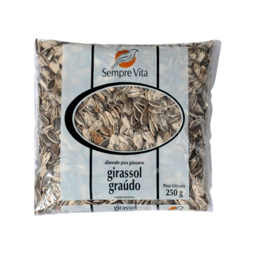 Ração Girassol Graúdo 250g | Nutrição e Fibras para Papagaios | Sempre Vita