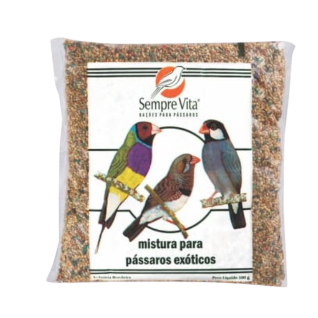 Ração Pássaros Exóticos 500g | Nutrição Premium com Aroma Natural de Mel e Banana | Sempre Vita