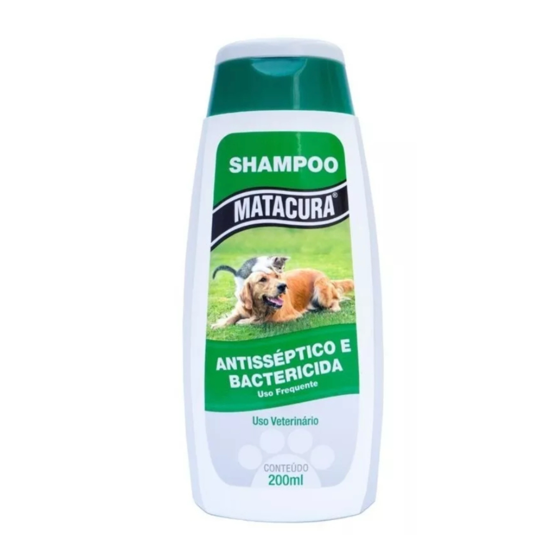 Shampoo Bactericida Antisséptico para Cães e Gatos 200ml | Matacura