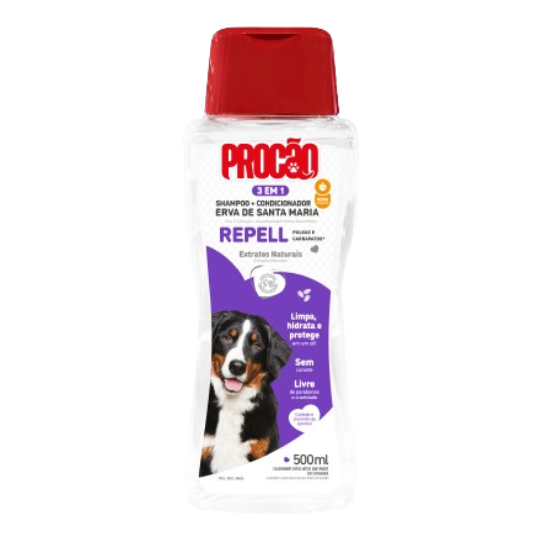 Shampoo e Condicionador Erva de Santa Maria Repell Cães e Gatos 500ml | Procão