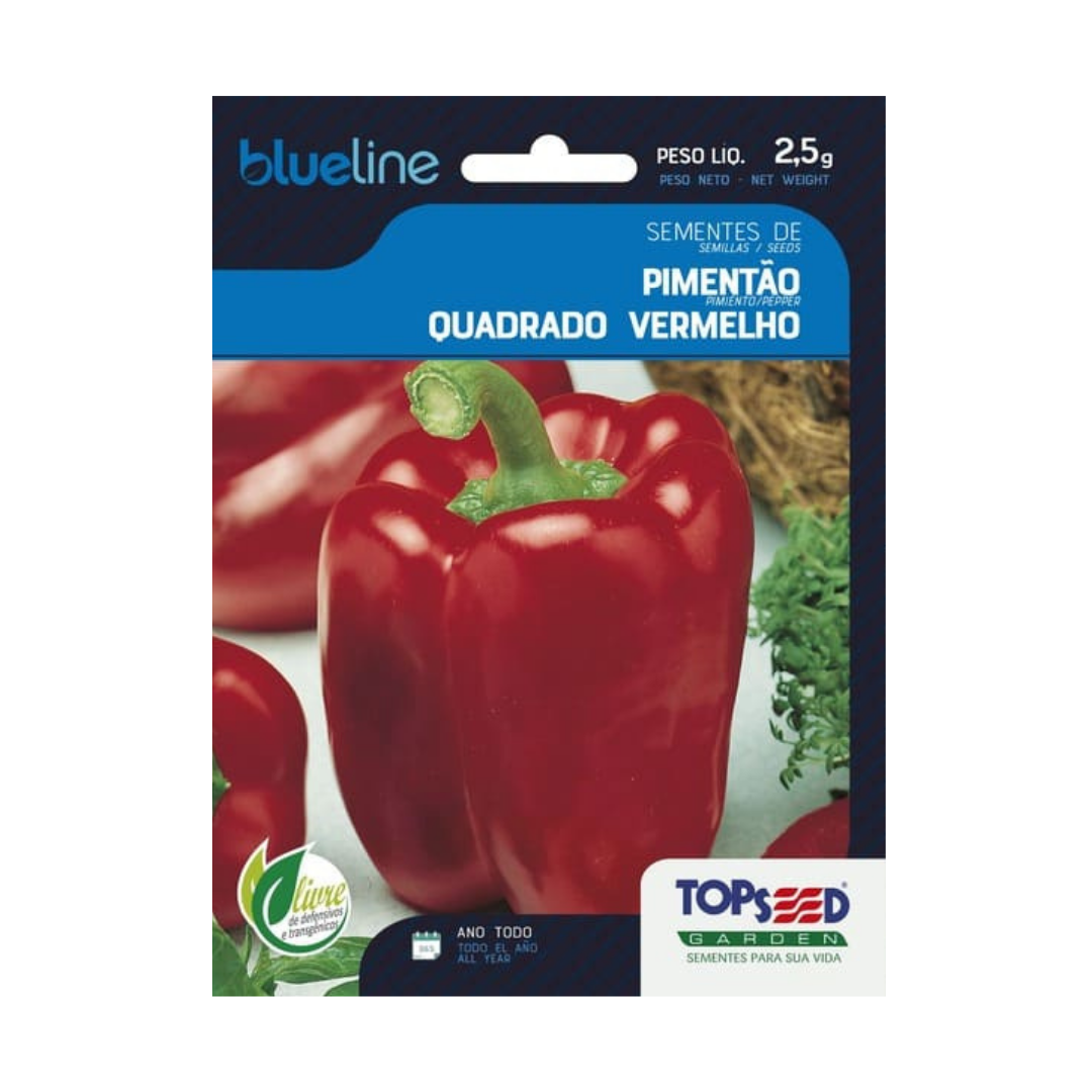 Semente De Pimentão Quadrado Vermelho Blue Line 2,5g | Topseed