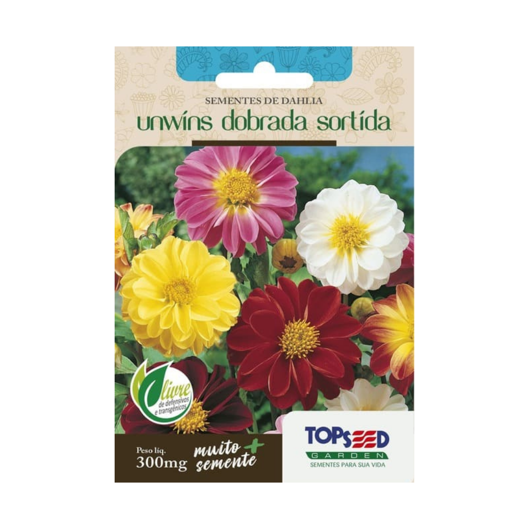 Semente De Dahlia Unwins Dobrada Sortida 300mg | Topseed