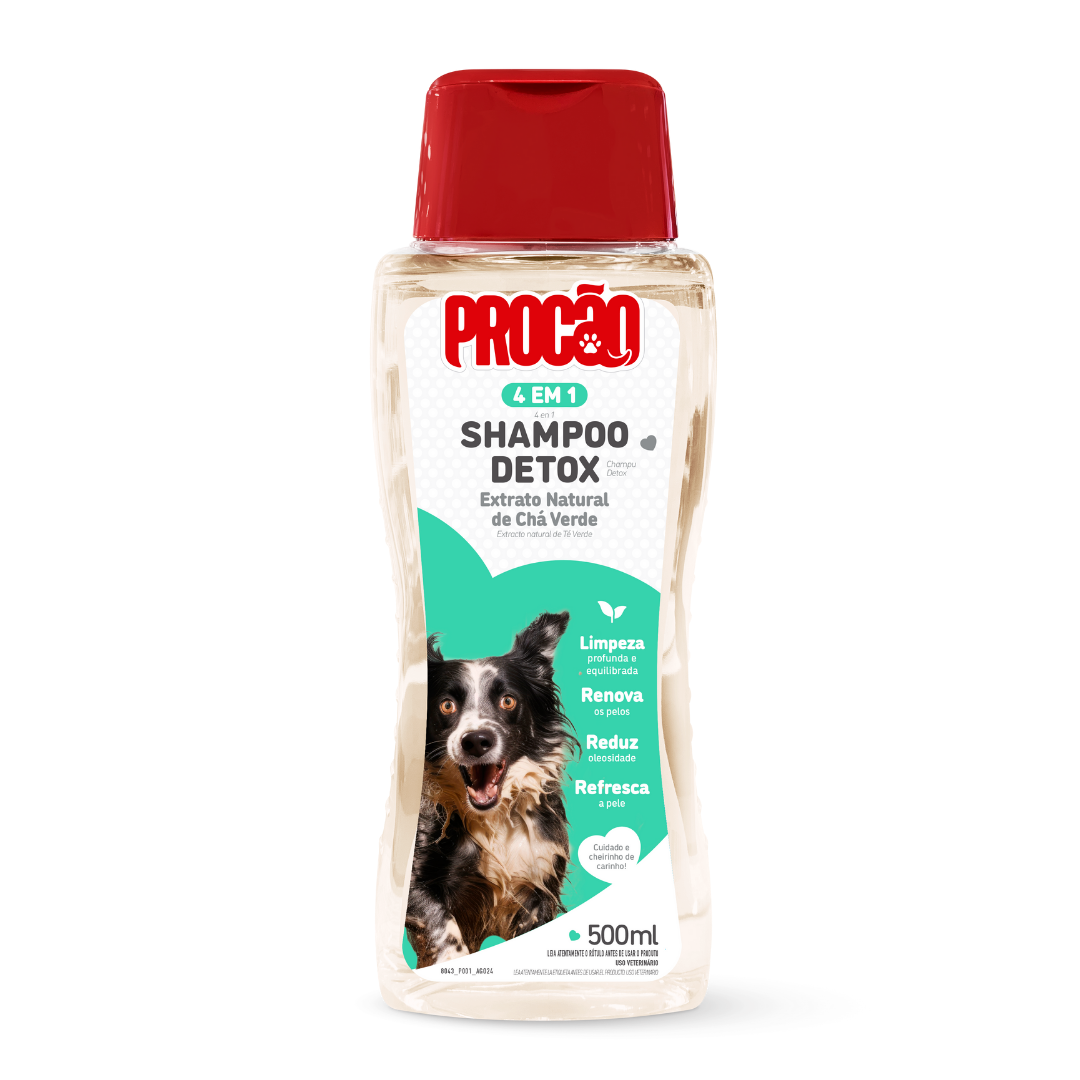 Shampoo Detox Para Cães com Extrato Natural de Chá Verde 500ml | Procão