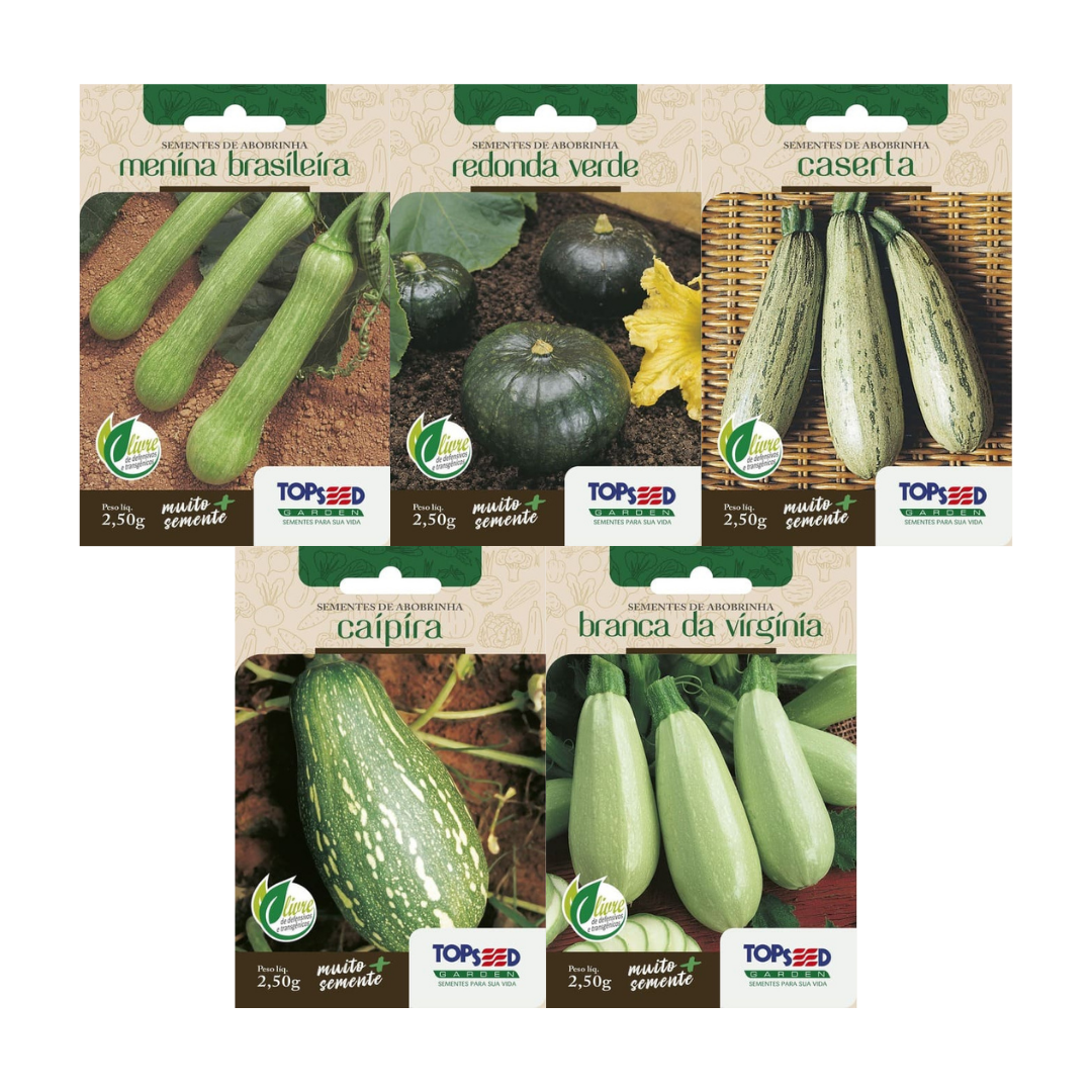 Kit 5 Sementes de Abobrinhas Variadas | Topseed