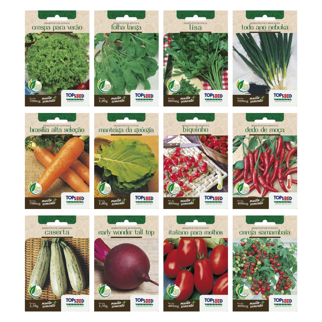 Kit 12 Sementes Primeira Horta Alta Germinação