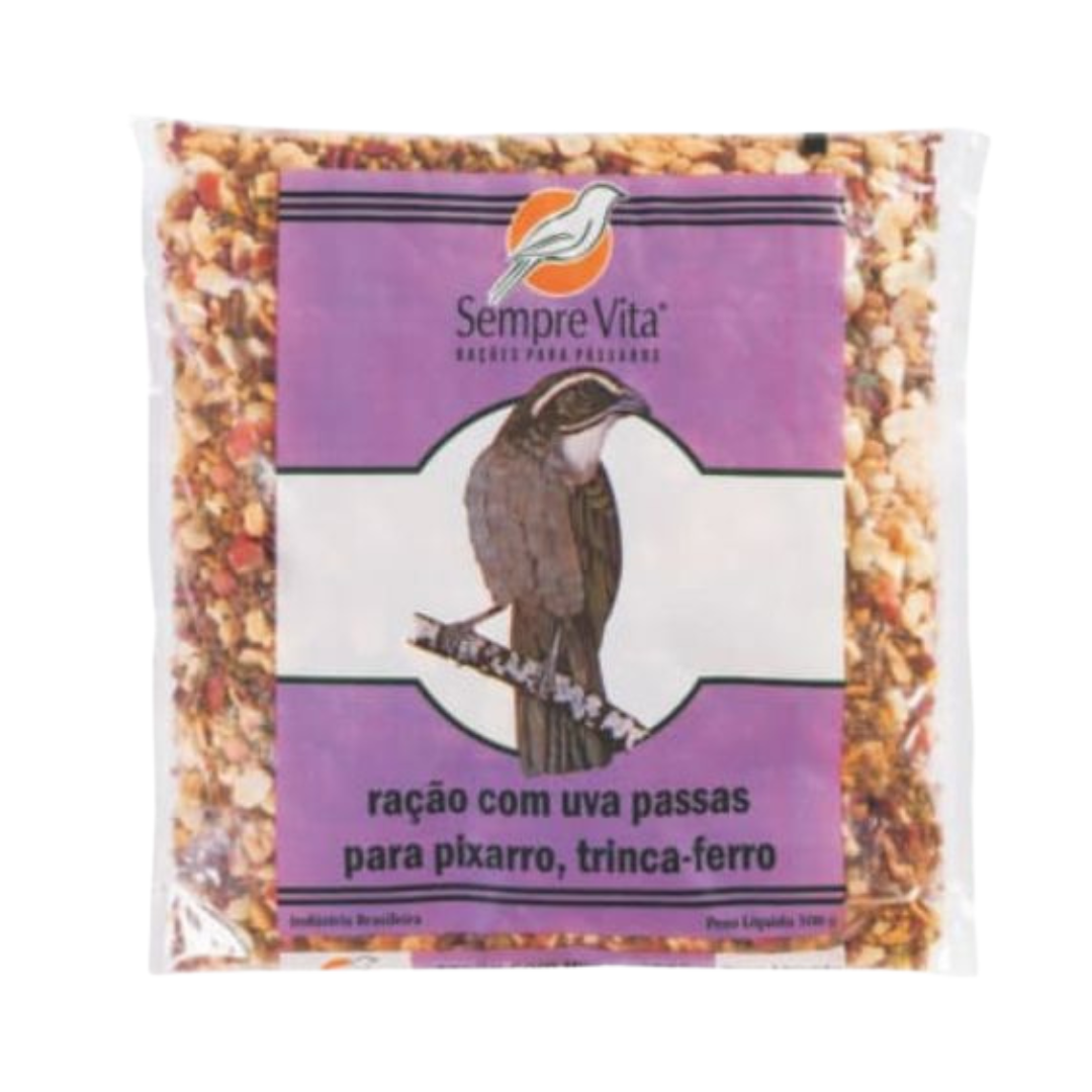 Ração Pixarro e Trinca-Ferro Com Uva Passas 500g | Sempre Vita